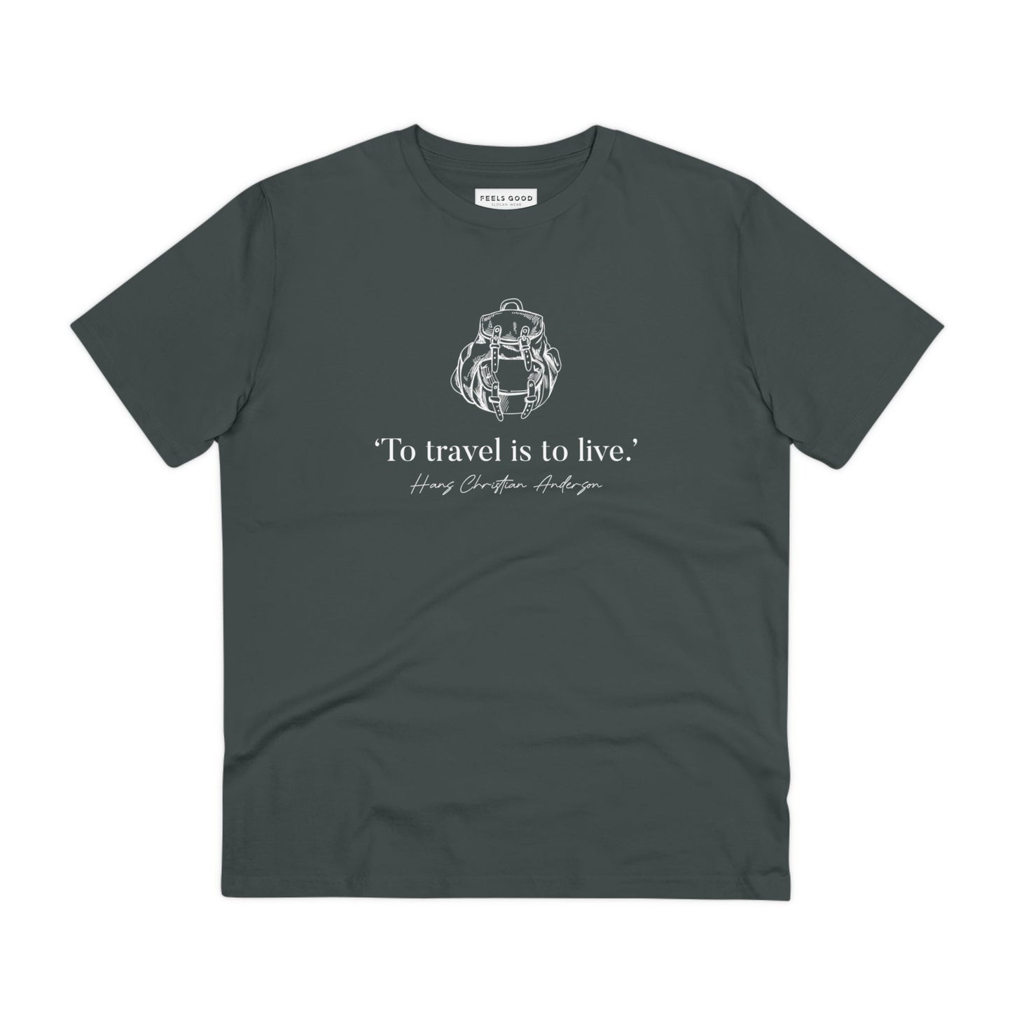 Best women's walking t shirts include the famous quotes 'Live To Travel' Hans Christian organic cotton t-shirt.