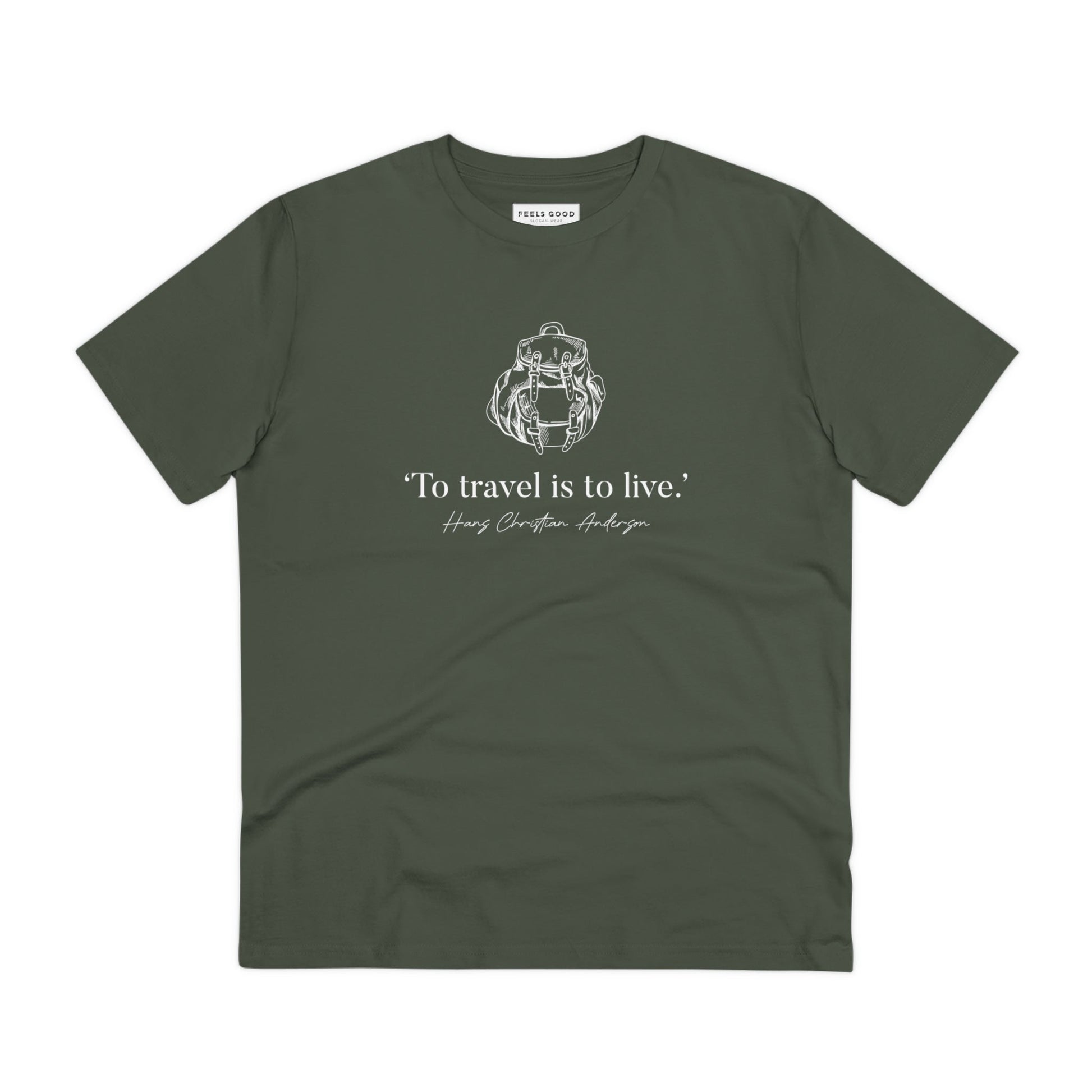 Love nature? The famous quotes 'Live To Travel' Hans Christian organic cotton t-shirt is your nature t shirt.