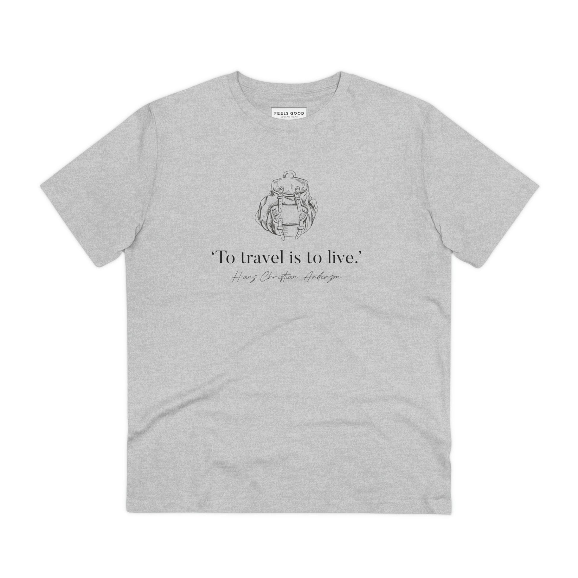Adventure-ready, the famous quotes 'Live To Travel' Hans Christian organic cotton t-shirt suits every explorer.