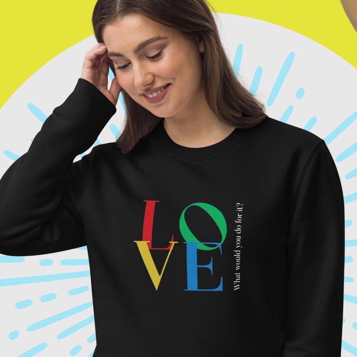 Famous Quotes 'LOVE' Dior Organic Cotton Sweatshirt for ultimate comfort.

