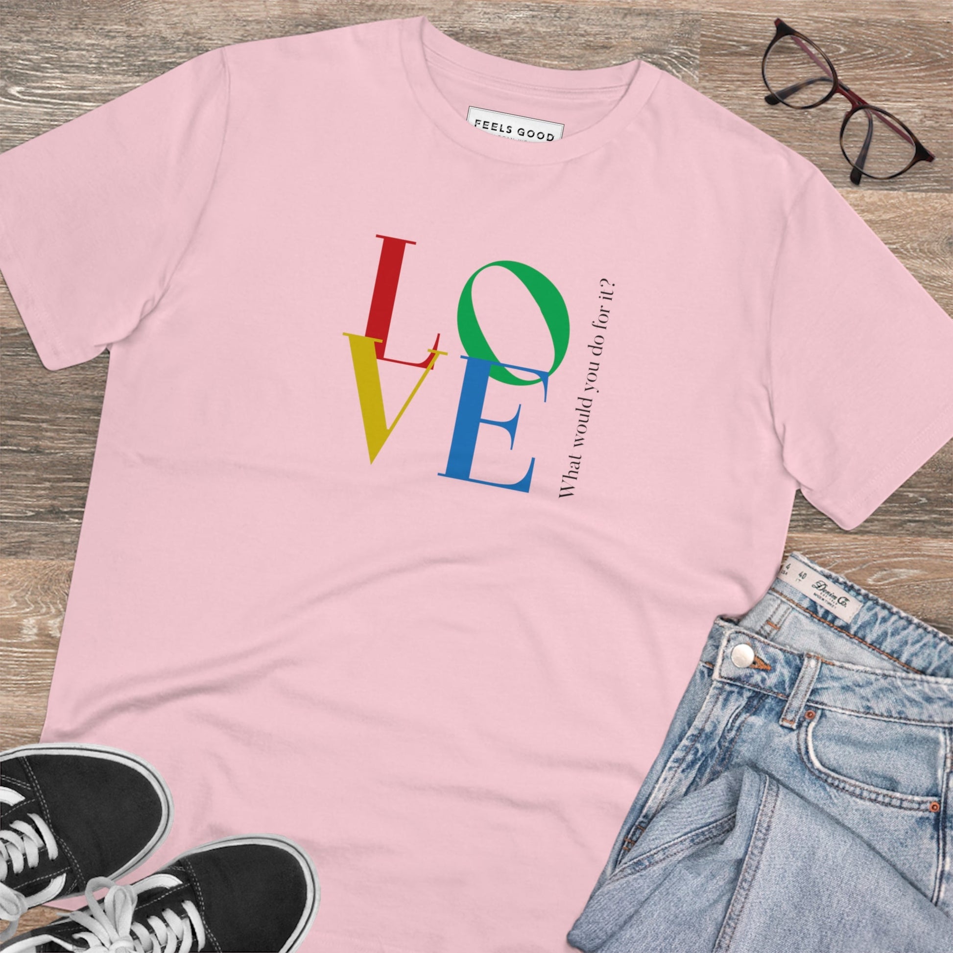 Unisex Famous Quotes 'LOVE' Dior tee with romantic message in soft cotton.

