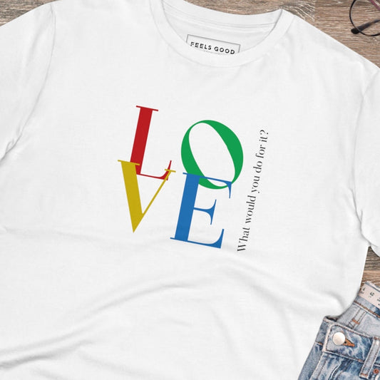 Best selling quote tee: 'LOVE' Dior organic cotton, good vibes.