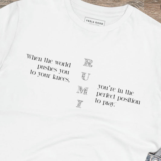 Looking for a Dior T-shirt alternative? Try 'famous quotes 'On Your Knees' Rumi organic cotton T-shirt.