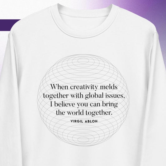 Stylish 'One World' Virgil Abloh Organic Cotton Sweatshirt - jumper quote vibes

