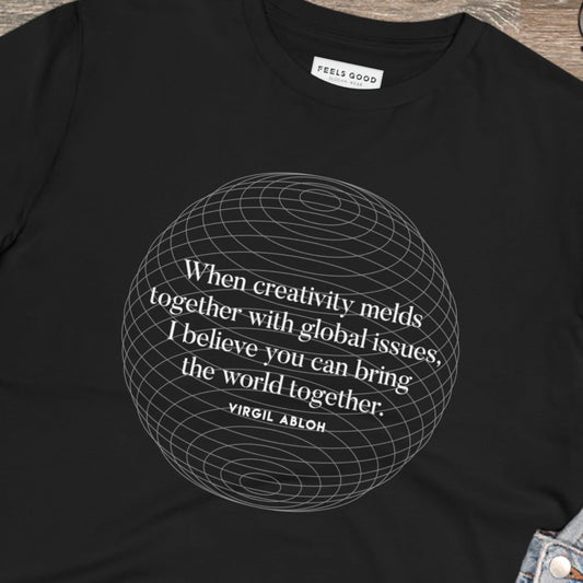 Smart fashion! Famous quotes 'One World' Virgil organic cotton T-shirt – perfect vivienne westwood tshirt feel.