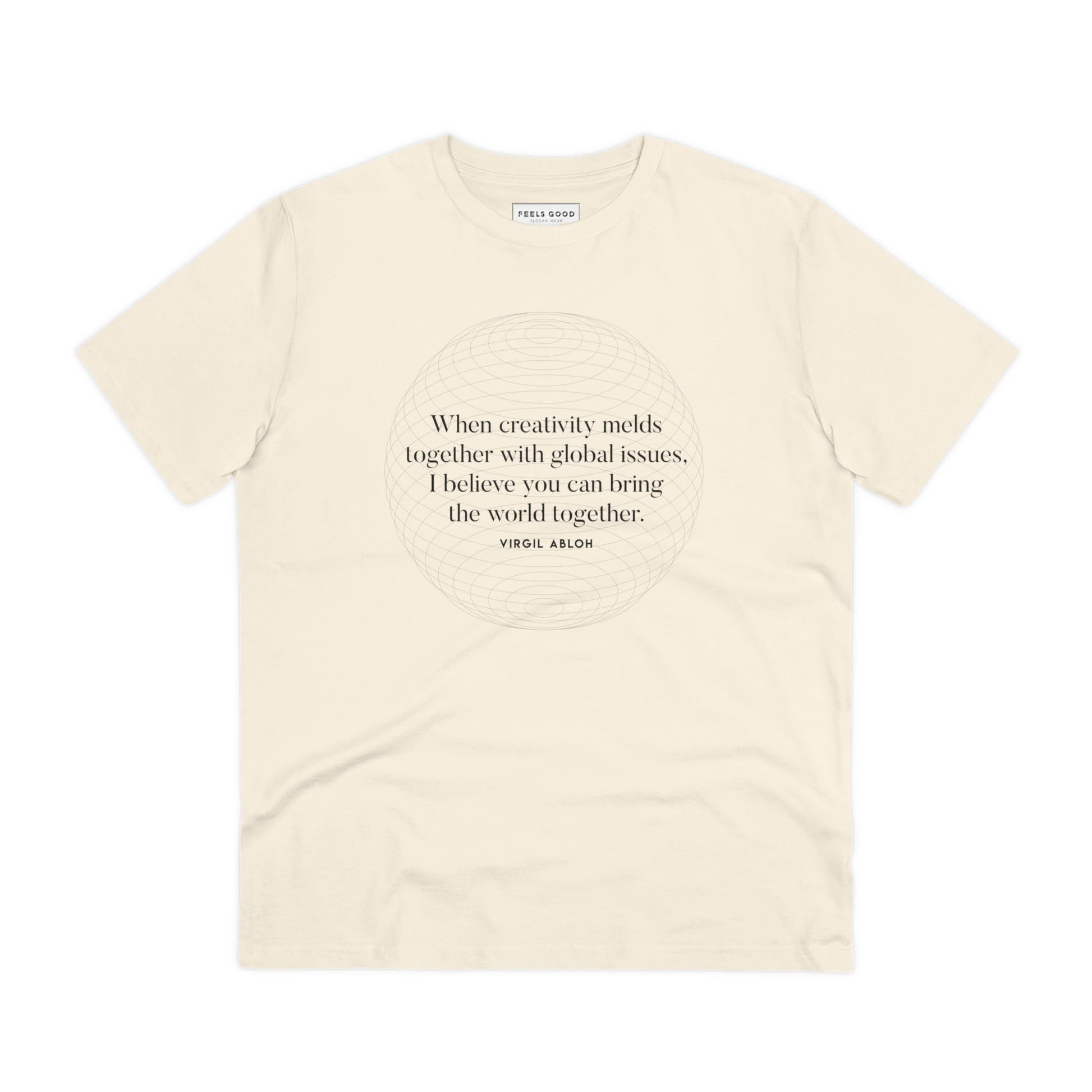 The ultimate dior t shirt alternative! Famous quotes 'One World' Virgil organic cotton T-shirt.
