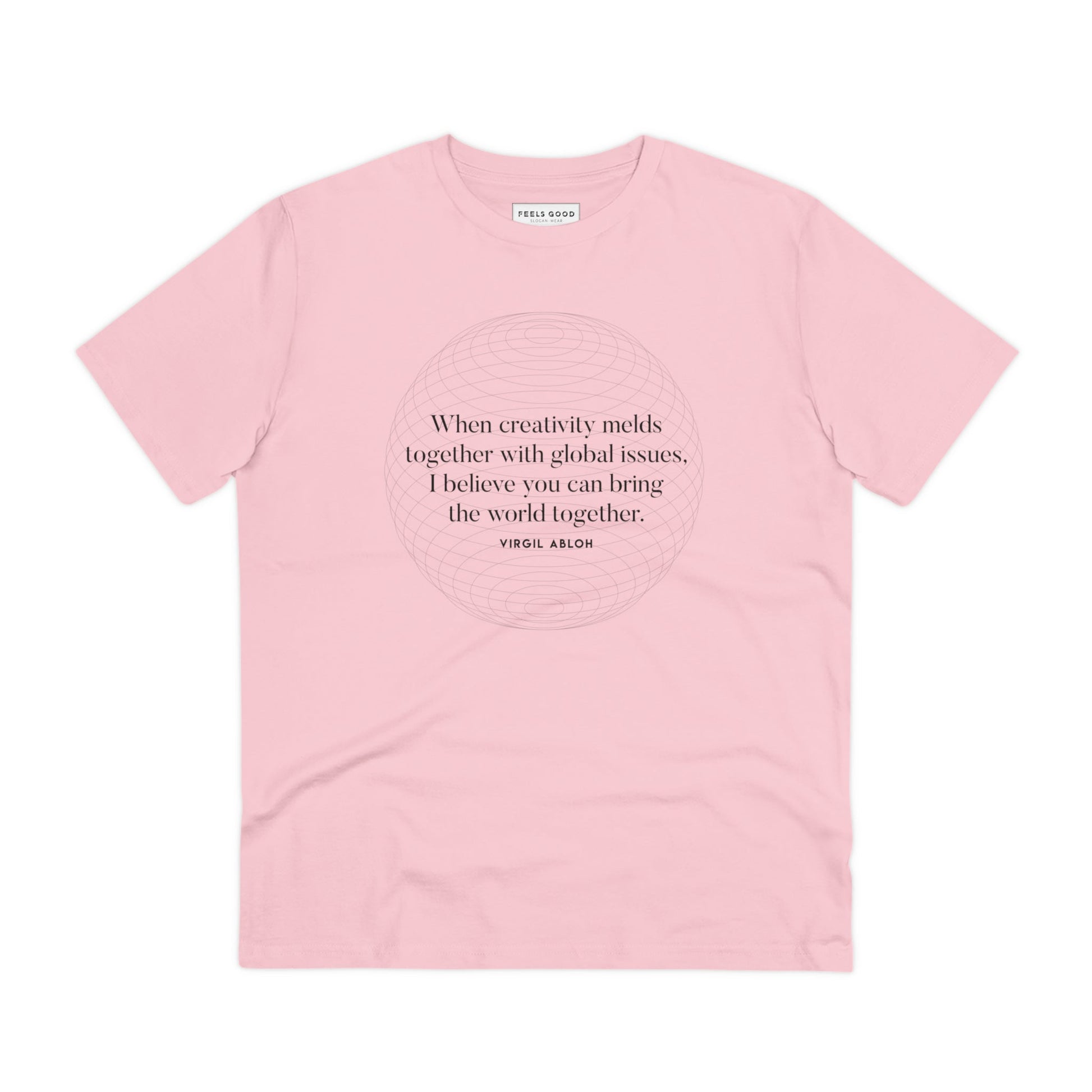 Chic & trendy! Famous quotes 'One World' Virgil organic cotton T-shirt – an iconic chanel tshirt vibe.