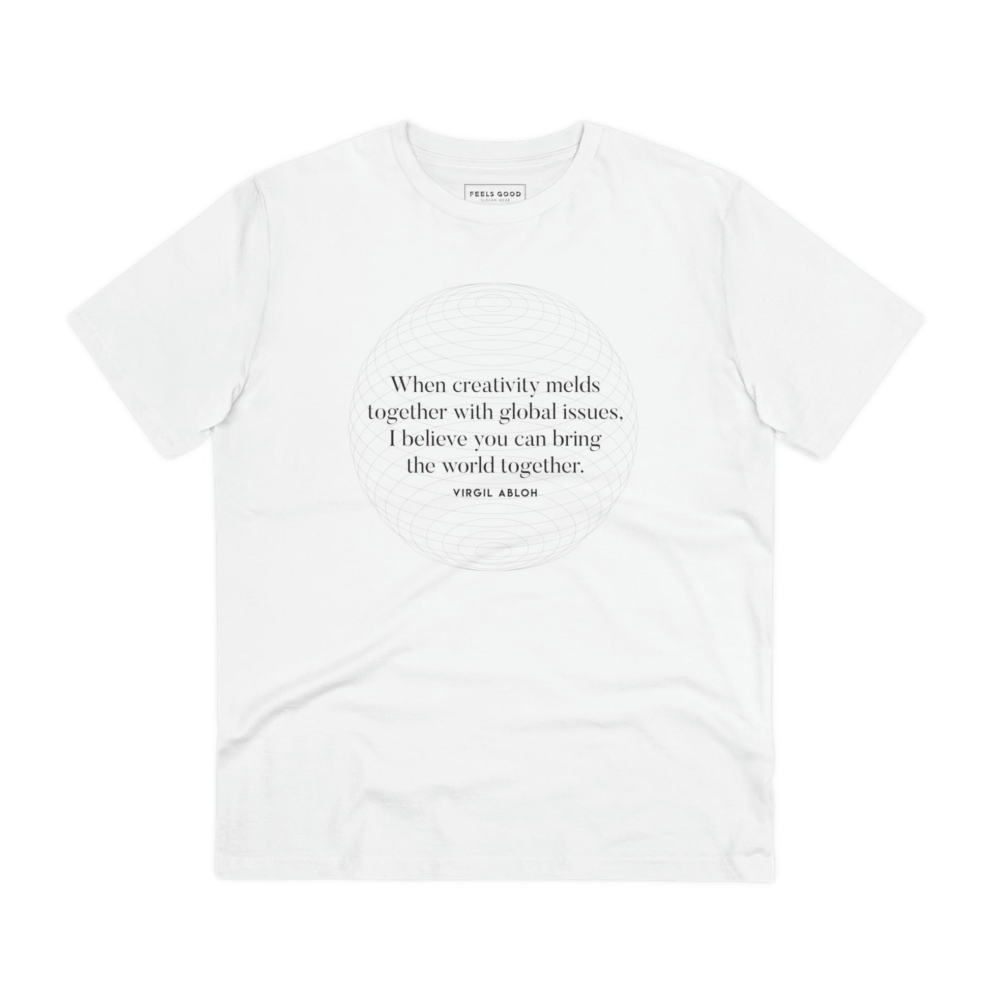 Stand out with dior t shirt energy! Famous quotes 'One World' Virgil organic cotton T-shirt.