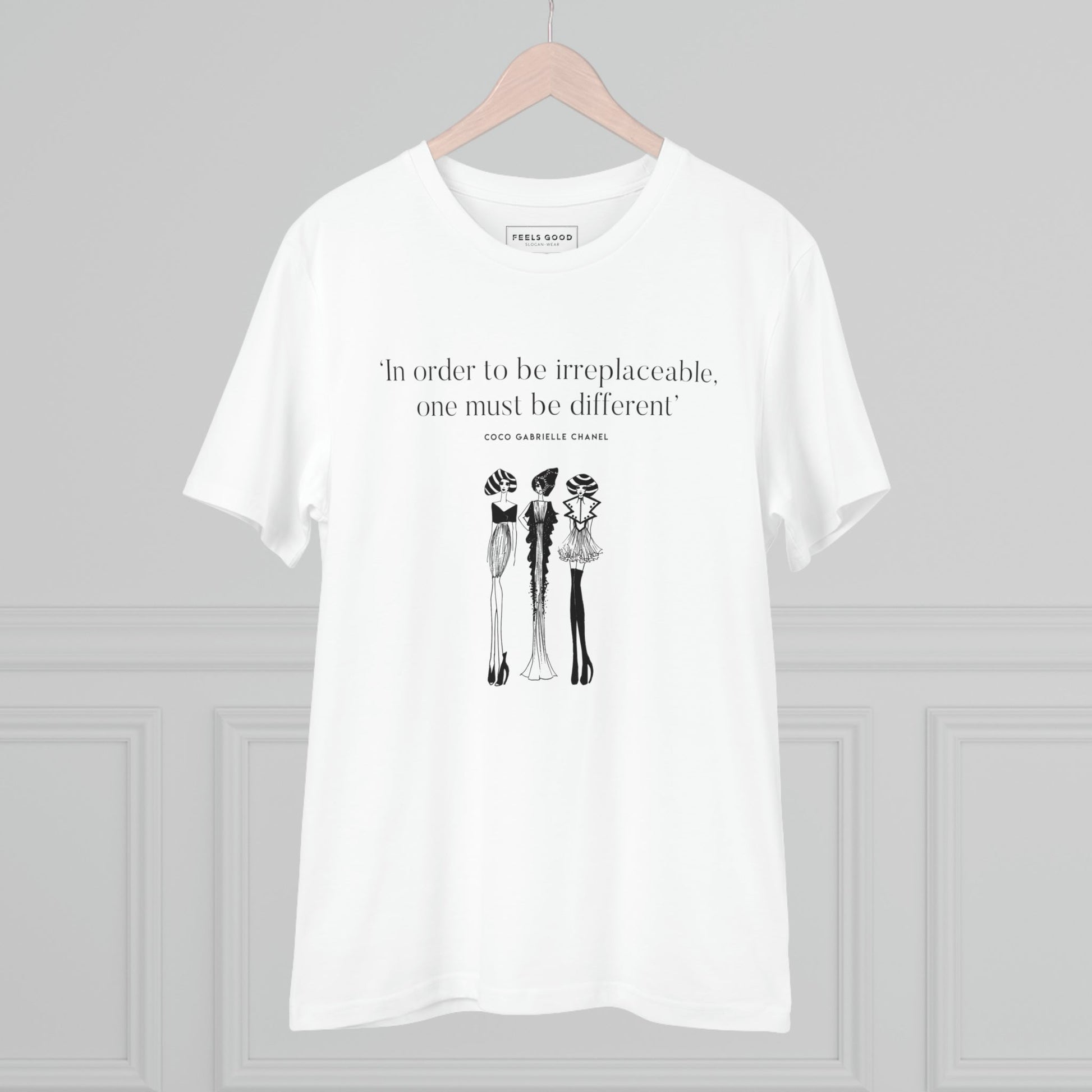 High-quality cotton T-shirt – iconic fashion quote by Coco Chanel

