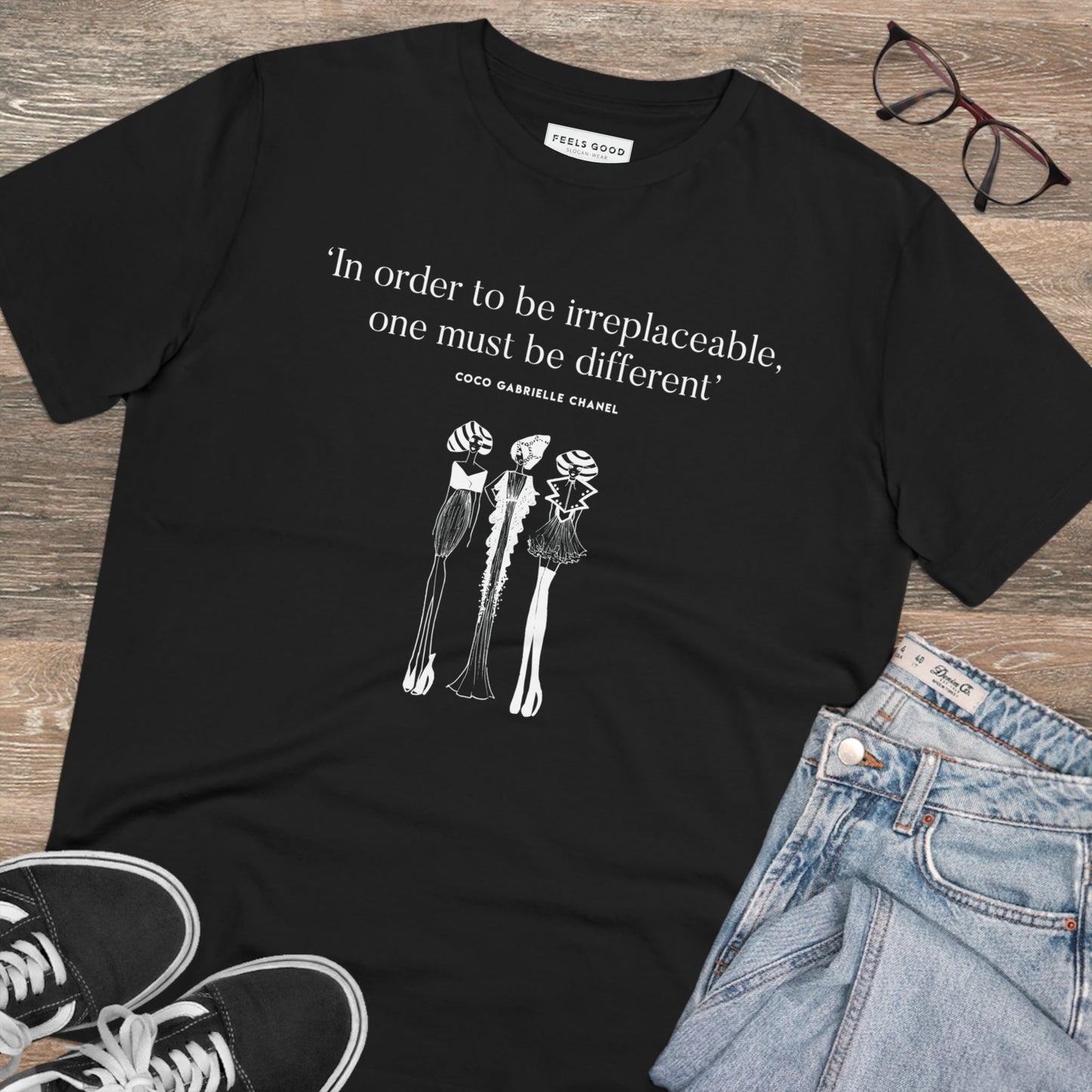 Minimalist fashion quote T-shirt – 'Be Different' stylish black tee
