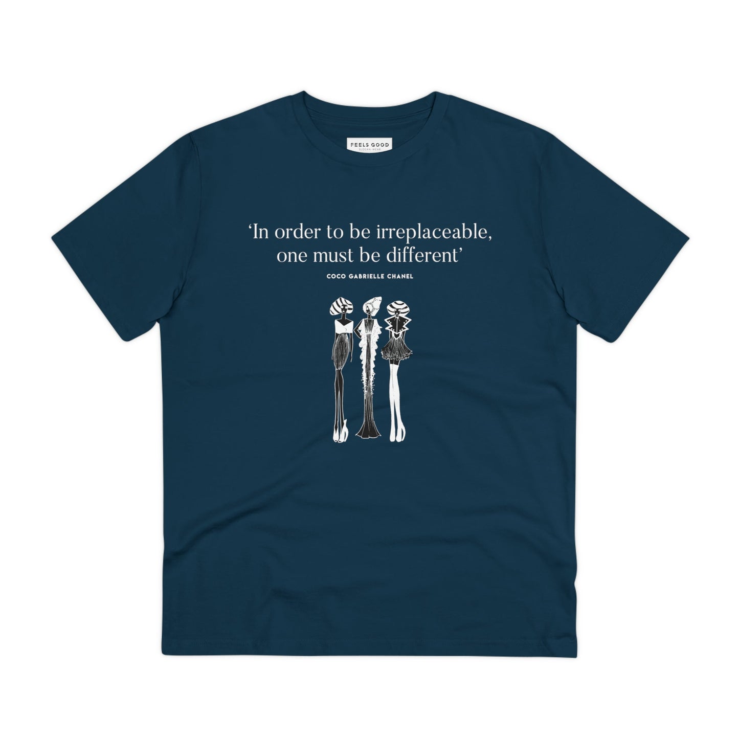 Organic cotton fashion T-shirt – inspirational Coco Chanel quote

