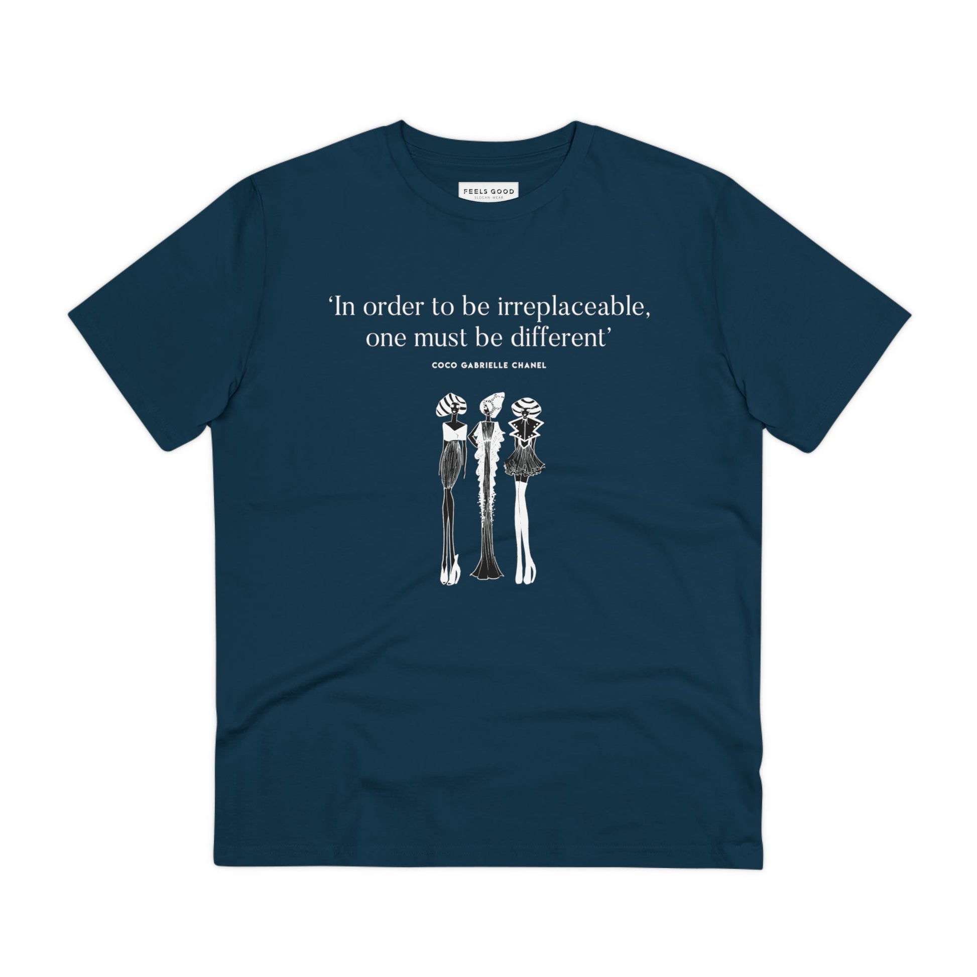 Organic cotton fashion T-shirt – inspirational Coco Chanel quote
