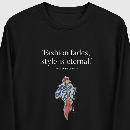 Fashion 'Eternal Style' Saint Laurent Organic Cotton Sweatshirt with slogan design.

