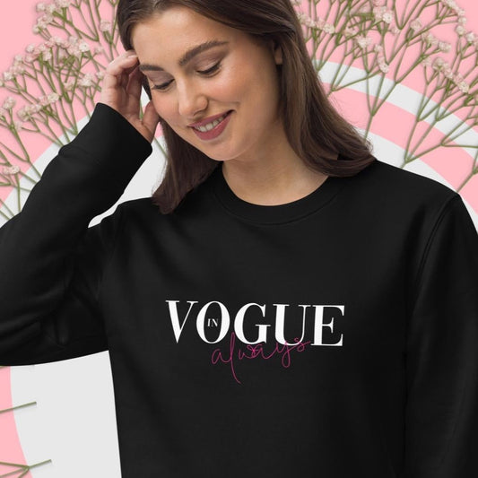 Soft organic cotton saying 'In Vogue' - wear the style.
