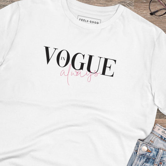 Best selling fashion tee: 'In Vogue' organic cotton, good vibes.
