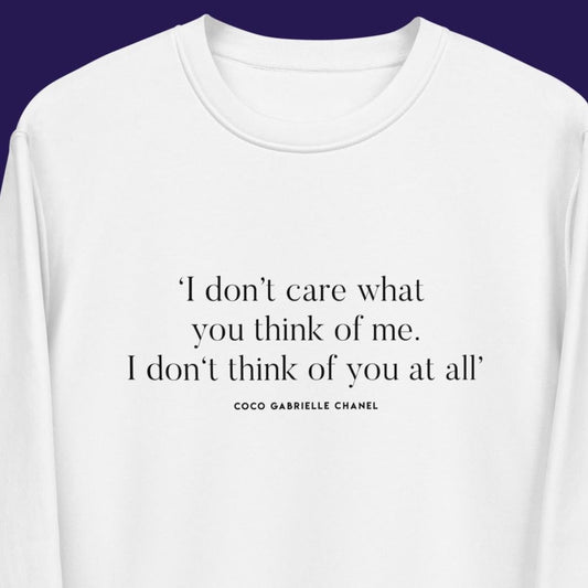 Coco Chanel jumper feel in the Fashion 'Invincible' Organic Cotton Sweatshirt look

