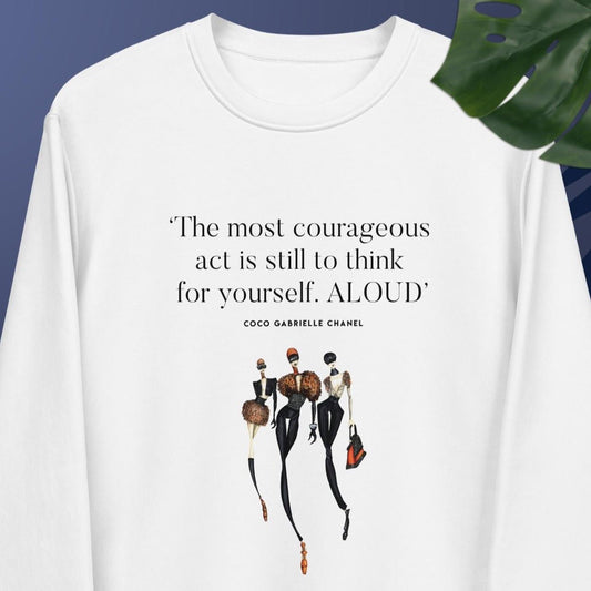 Fashion 'Think Aloud' Coco Organic Cotton Sweatshirt, a Coco Chanel jumper vibe

