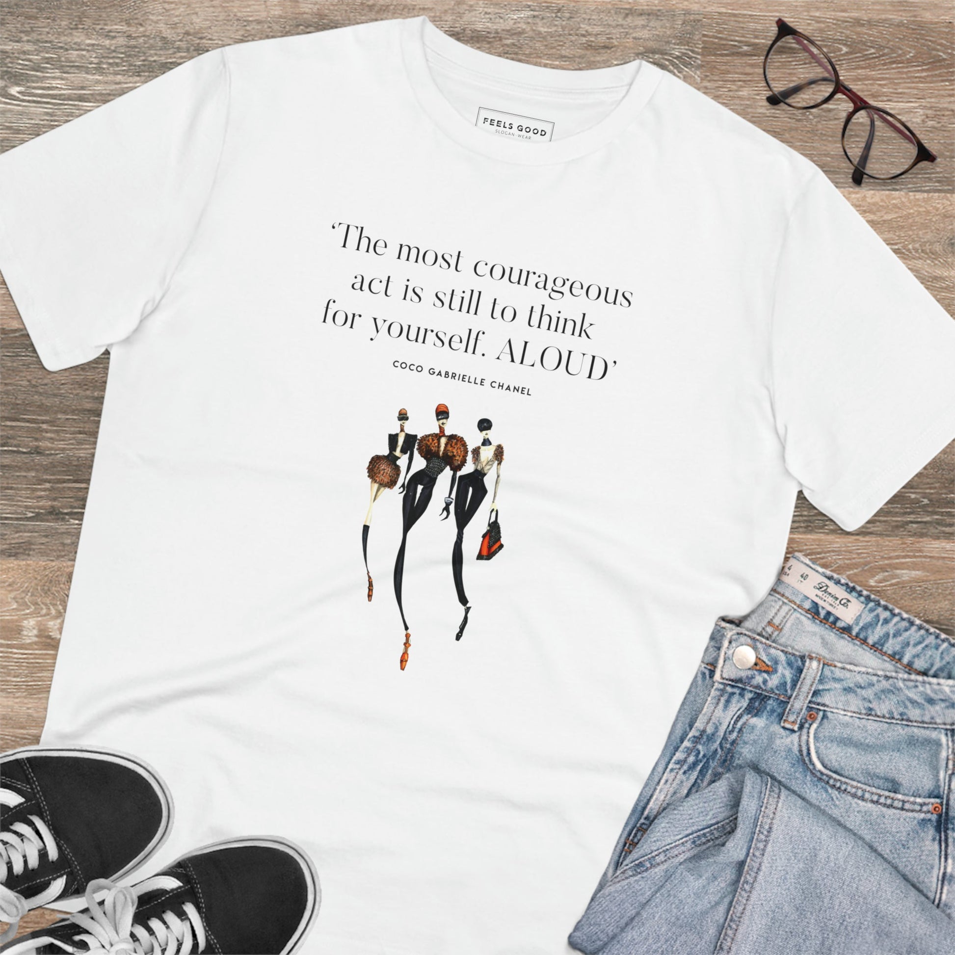 Bold designs meet comfort in the fashion 'Think Aloud' coco organic cotton t-shirt. Stand out now!