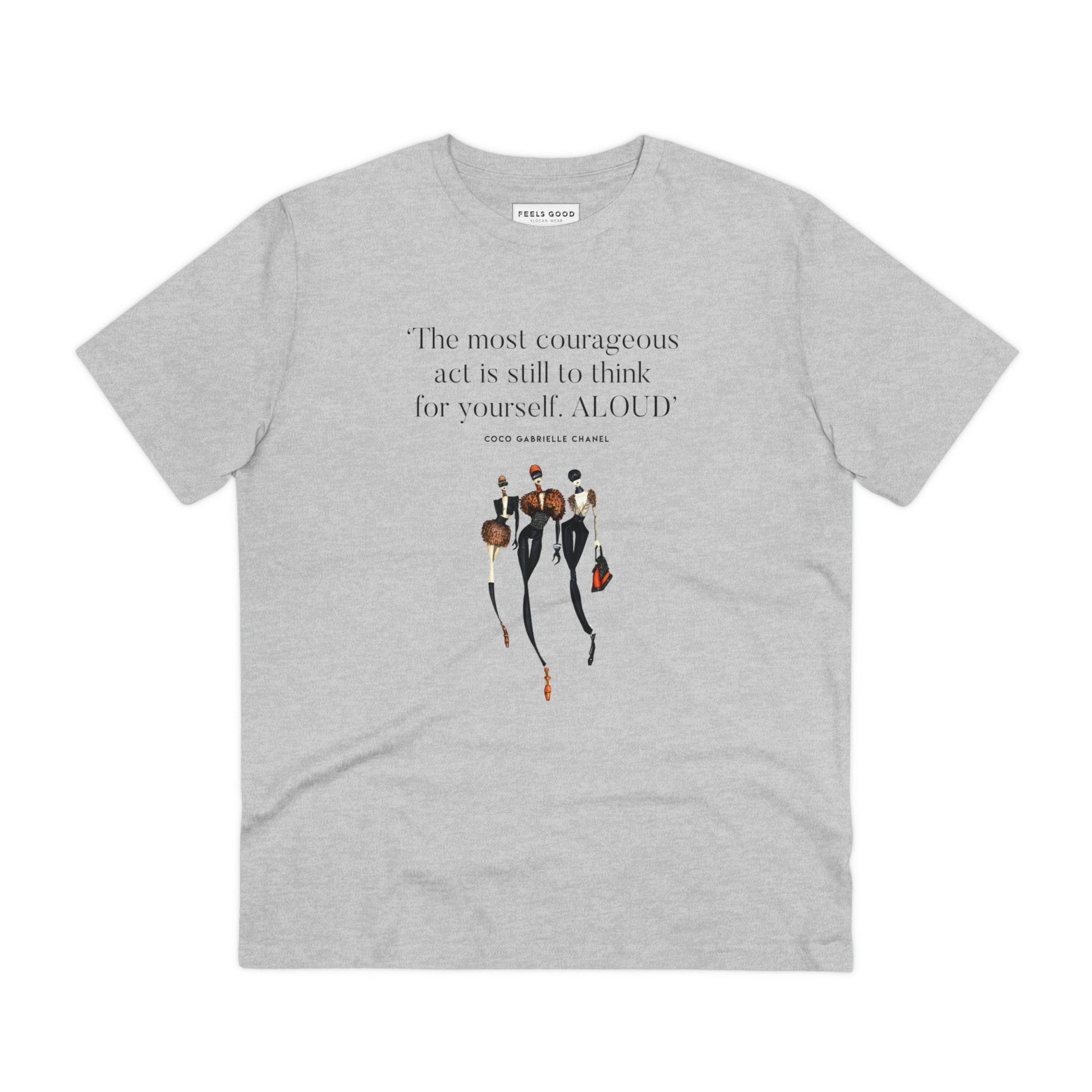 Stay on trend with the fashion 'Think Aloud' coco organic cotton t-shirt. Stylish quotes on t shirt!