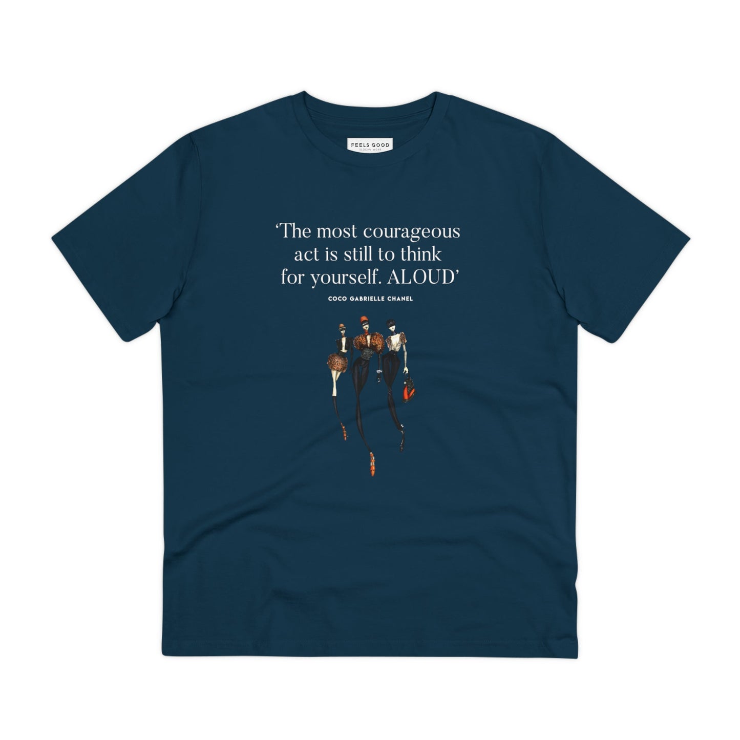 Be fashion-forward with the fashion 'Think Aloud' Coco Chanel organic cotton t-shirt. 
