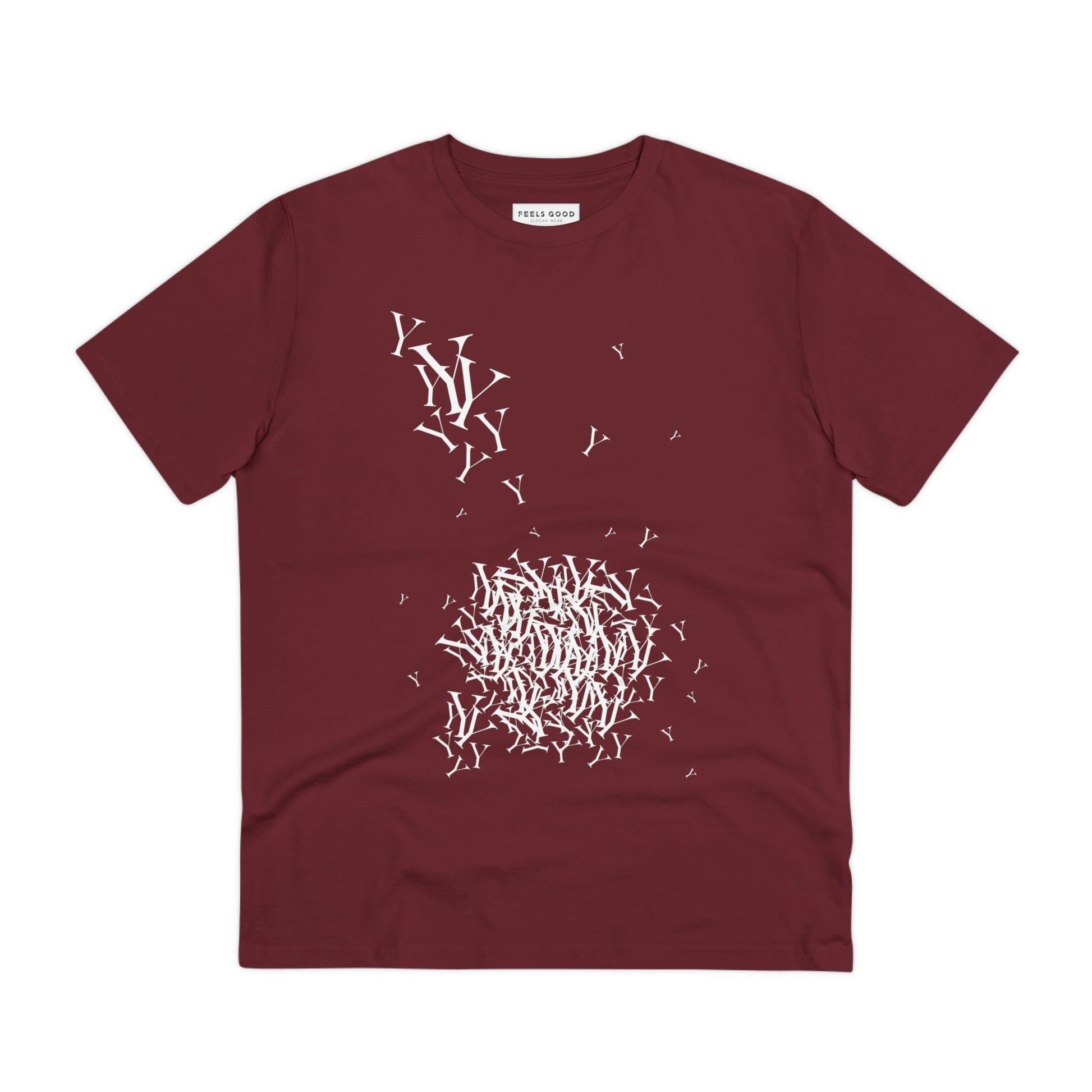 Fun and modern organic t-shirt with Fashion 'Y' Yohji print for casual wear.

