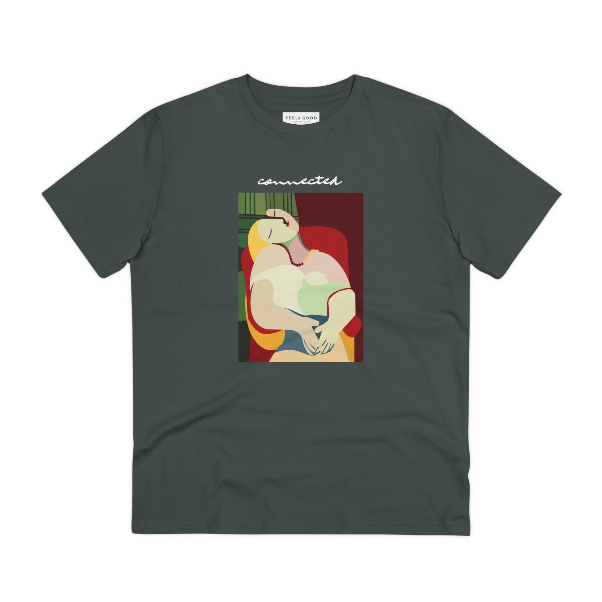 Organic feminist t shirt UK – 'Connected' tee for non-binary and unisex wearers

