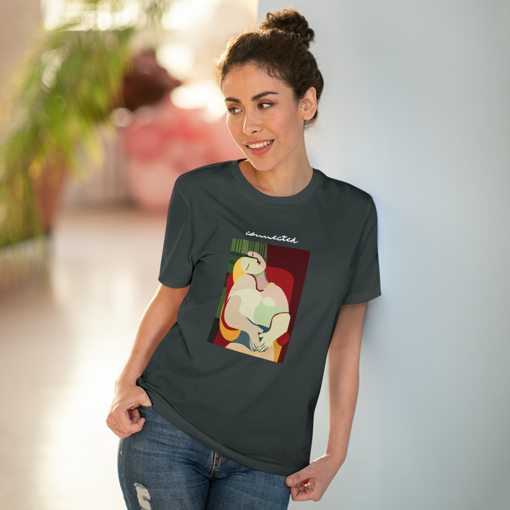 Non-binary t-shirts UK – Feminist 'Connected' Organic Cotton T-shirt with bold message


