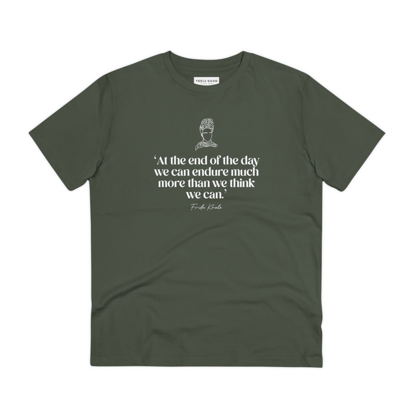 Non-binary Frida feminist t shirt – organic and bold

