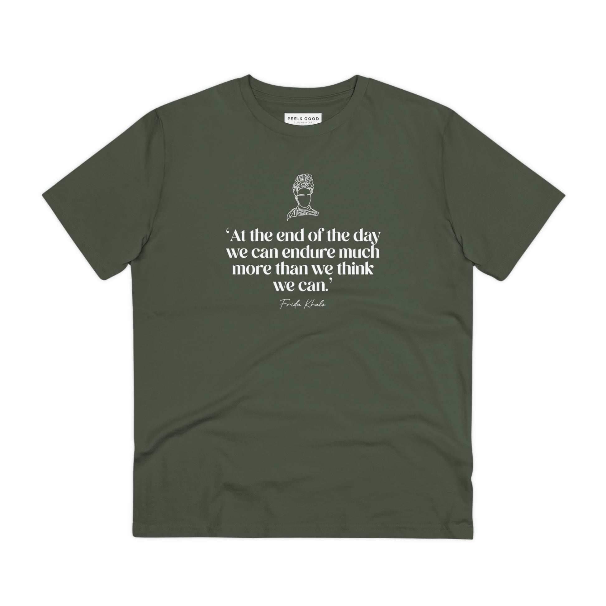 Non-binary Frida feminist t shirt – organic and bold

