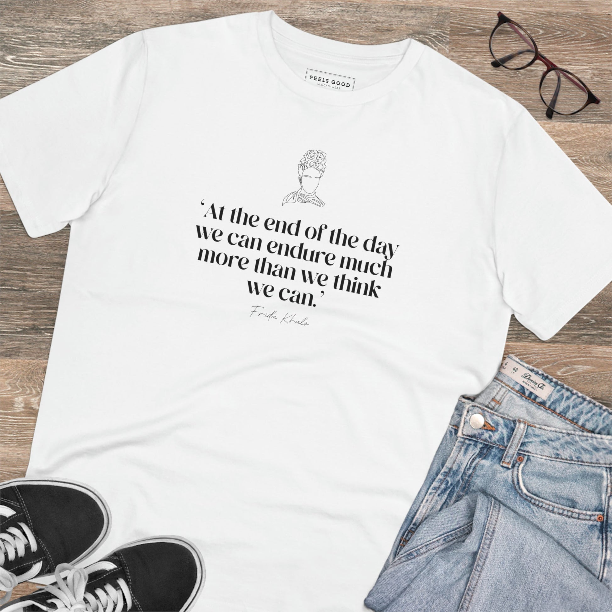 Empowering feminist t shirt – Frida print on organic cotton

