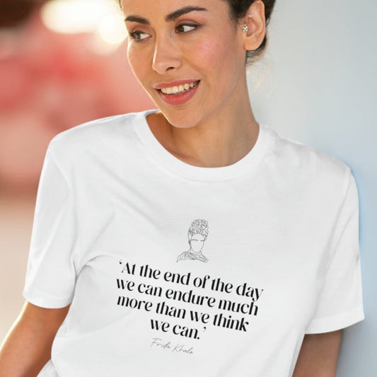 Feminist 'Endurance' Frida Organic Cotton T-shirt – bold feminist t shirt UK

