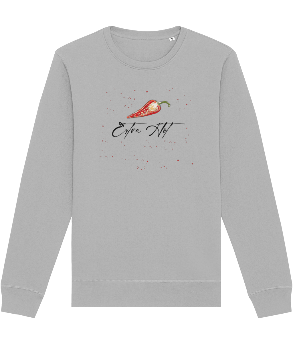 Stay stylish in the feminist 'Extra Hot' organic cotton sweatshirt—sustainable, ethical, and bold.
