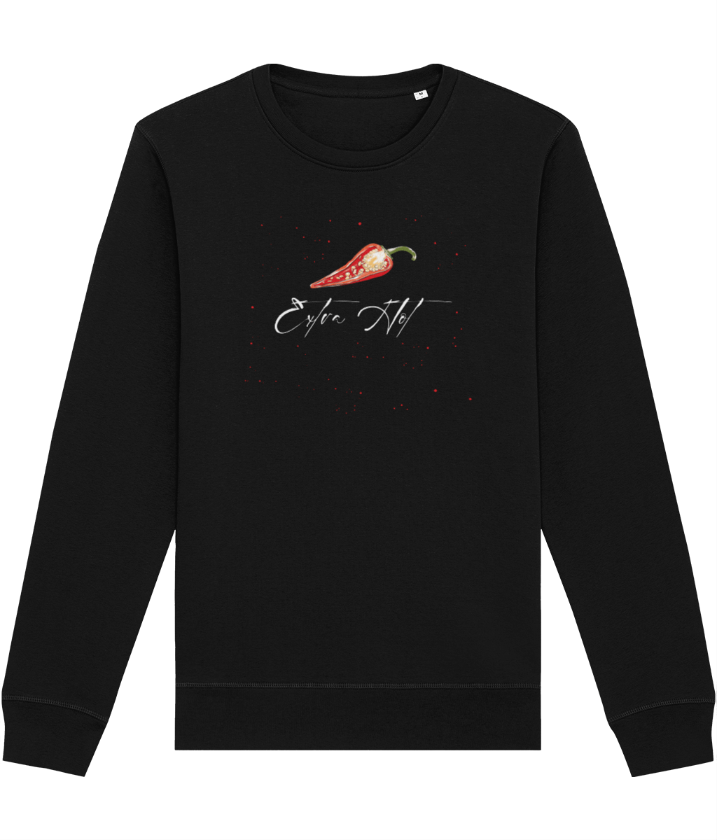 Wear your values with pride in the feminist 'Extra Hot' organic cotton sweatshirt—ethical and stylish.