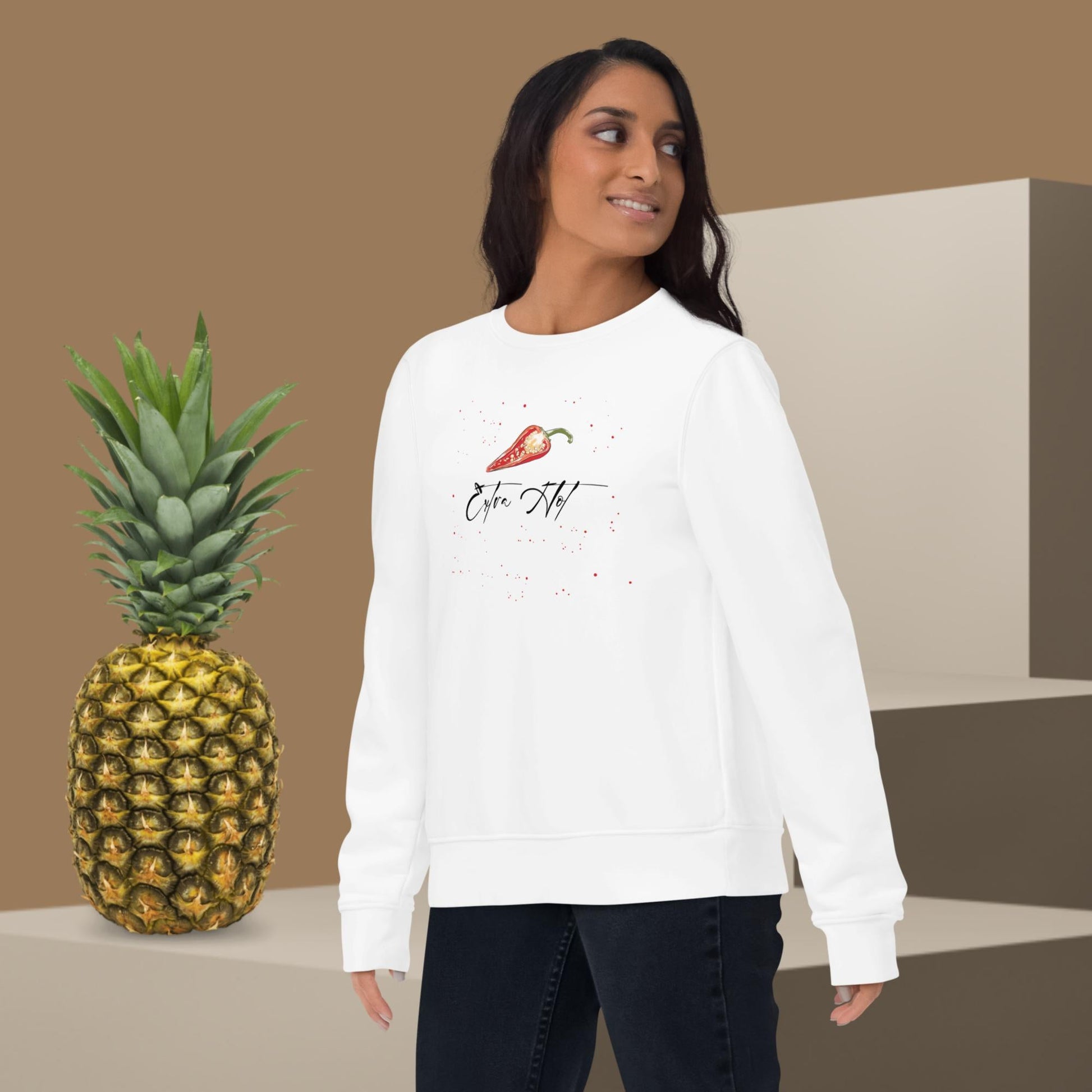 Our feminist 'Extra Hot' organic cotton sweatshirt is made for women who stand for equality and style.