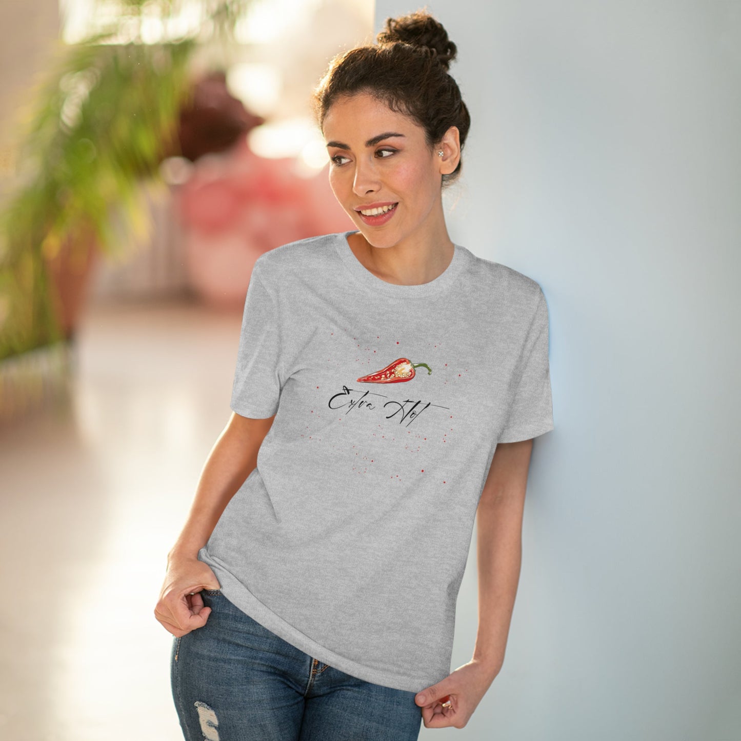The feminist 'Extra Hot' organic cotton t-shirt is a powerful, eco-friendly feminist slogan t-shirt.