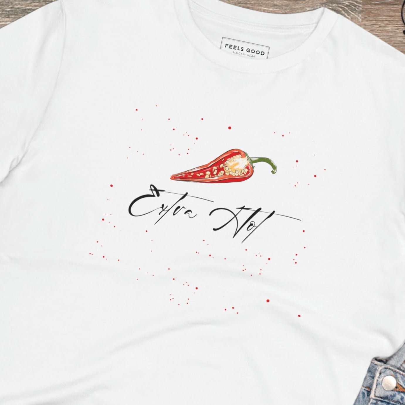 Make a bold statement with the feminist 'Extra Hot' organic cotton t-shirt, a top feminist slogan t-shirt.