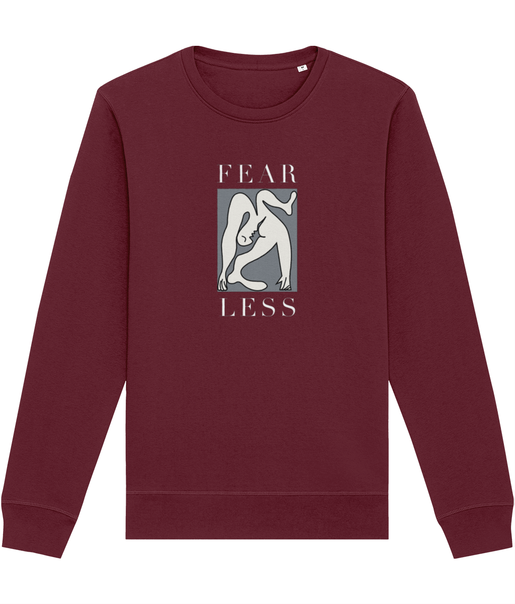 Show your voice in the feminist 'Fear Less' organic cotton sweatshirt, the perfect feminist sweatshirt.