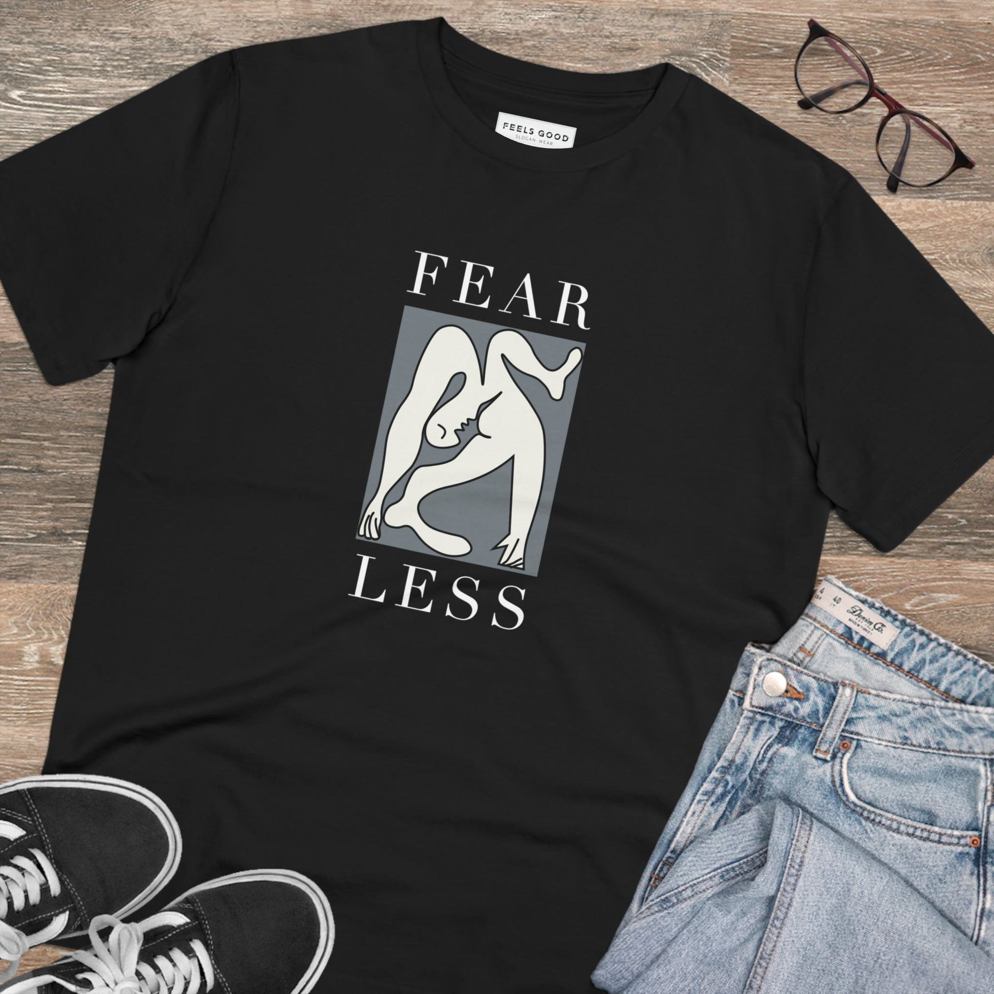 Empower yourself with the feminist 'Fear Less' organic cotton t-shirt, a must-have in the UK.