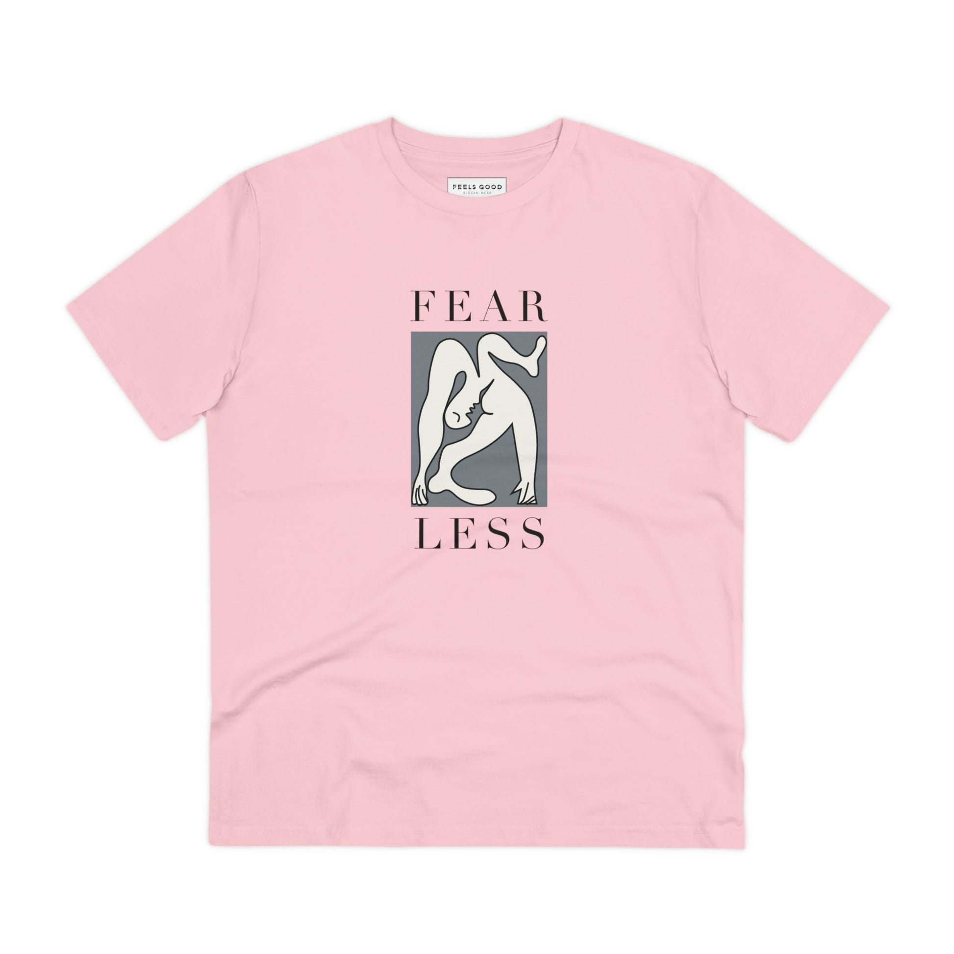 Speak up with the feminist 'Fear Less' organic cotton t-shirt, a gender-neutral wardrobe essential.