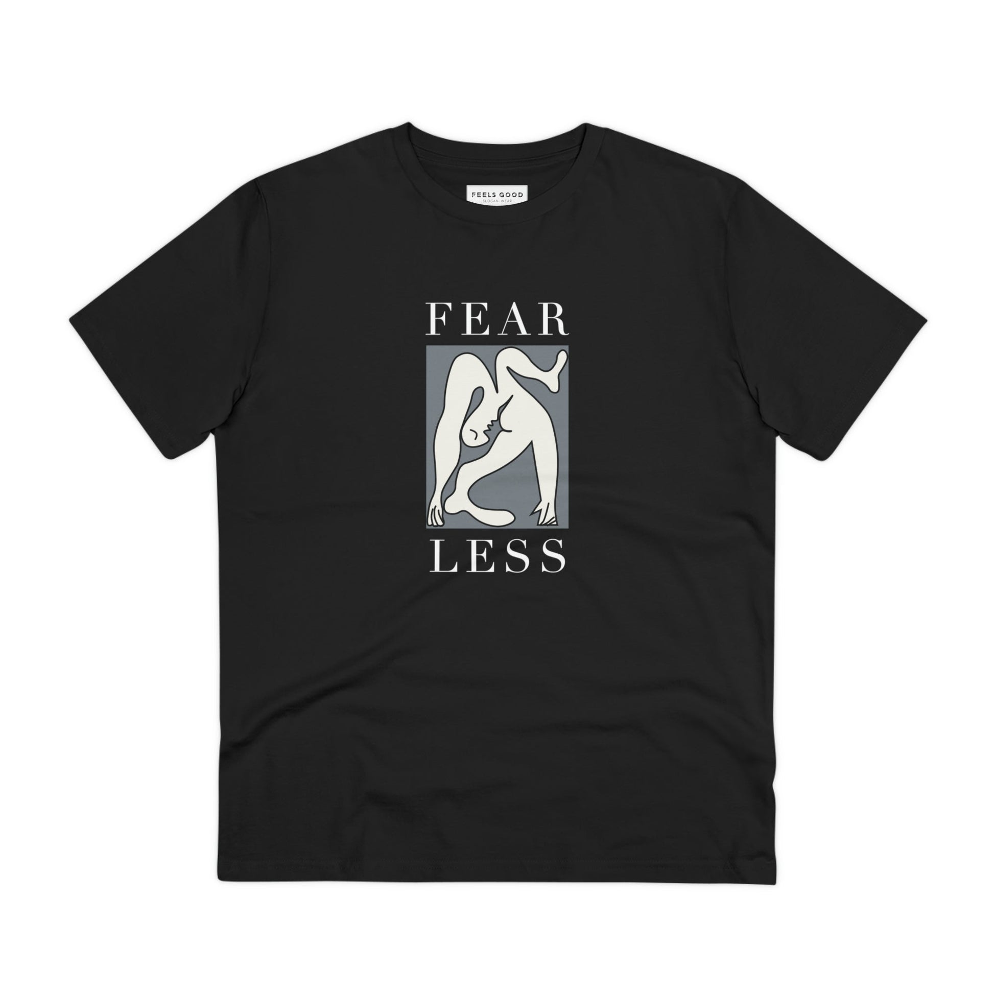 Make a bold impact with the feminist 'Fear Less' organic cotton t-shirt, a unisex classic.