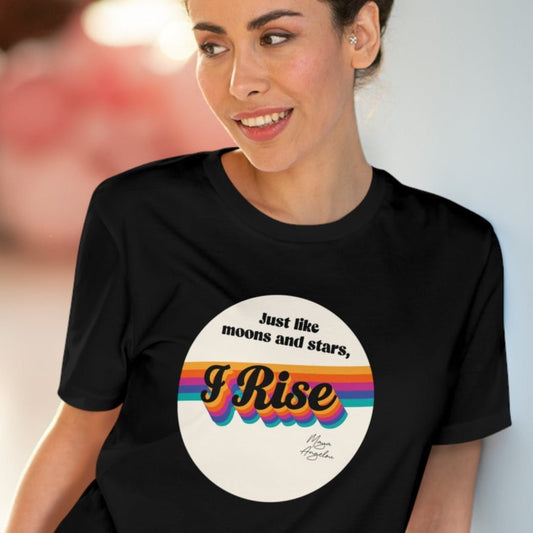 Feminist 'I Rise' Maya Organic Cotton T-shirt – non-binary t-shirts with strong message

