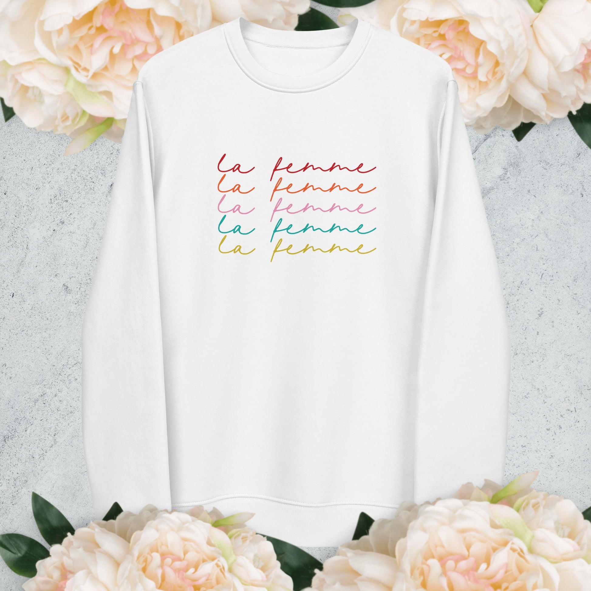 Make a statement with the feminist 'La Femme' organic cotton sweatshirt, a top feminist slogan sweatshirt.