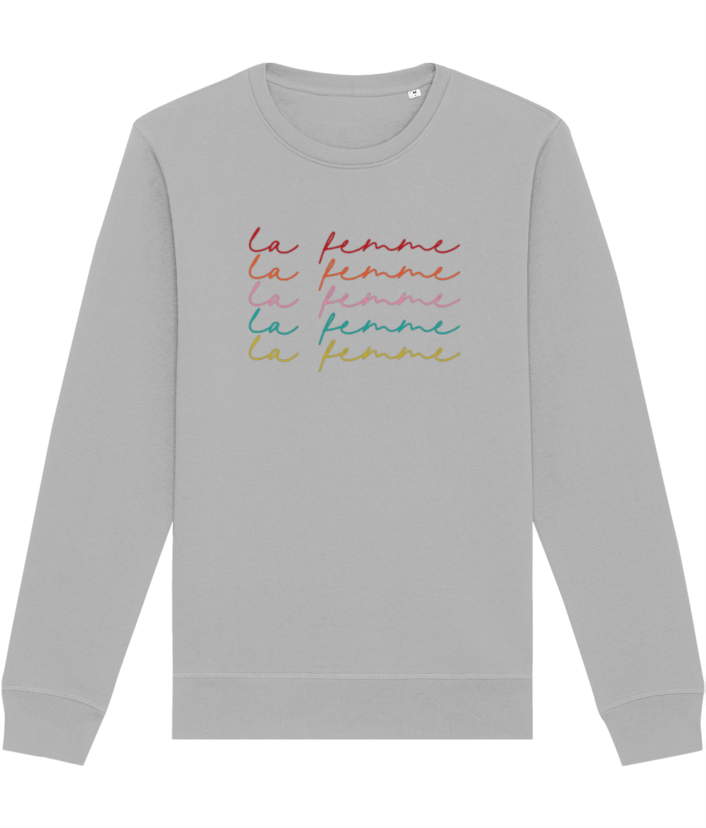 Rock the feminist 'La Femme' organic cotton sweatshirt, designed for those who stand for equality.