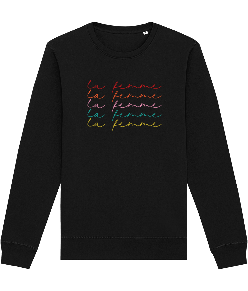 Comfy & chic, the feminist 'La Femme' organic cotton sweatshirt is ideal for feminist expression.