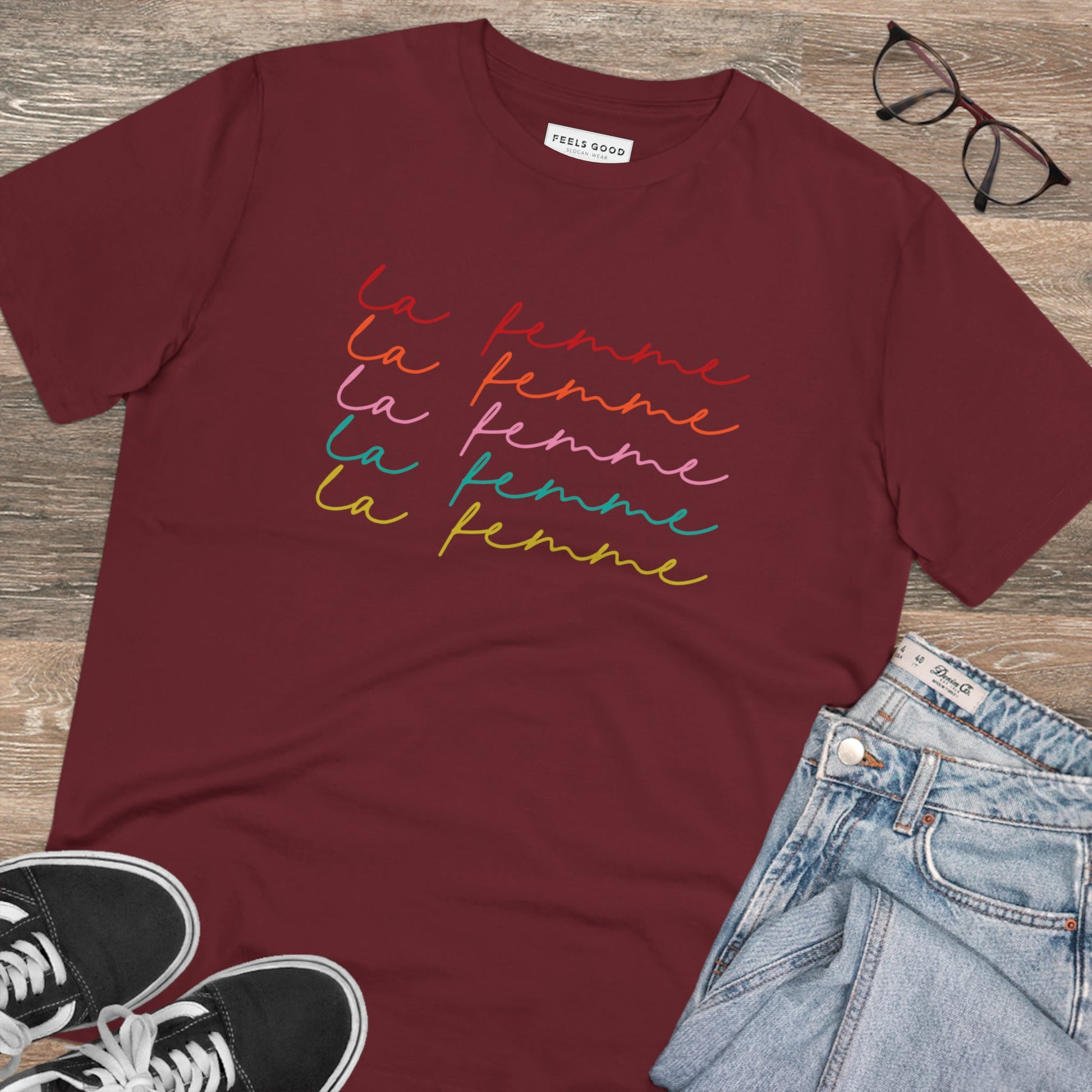 Feminist 'La Femme' Organic Cotton T-shirt – inclusive non-binary t-shirts for equality

