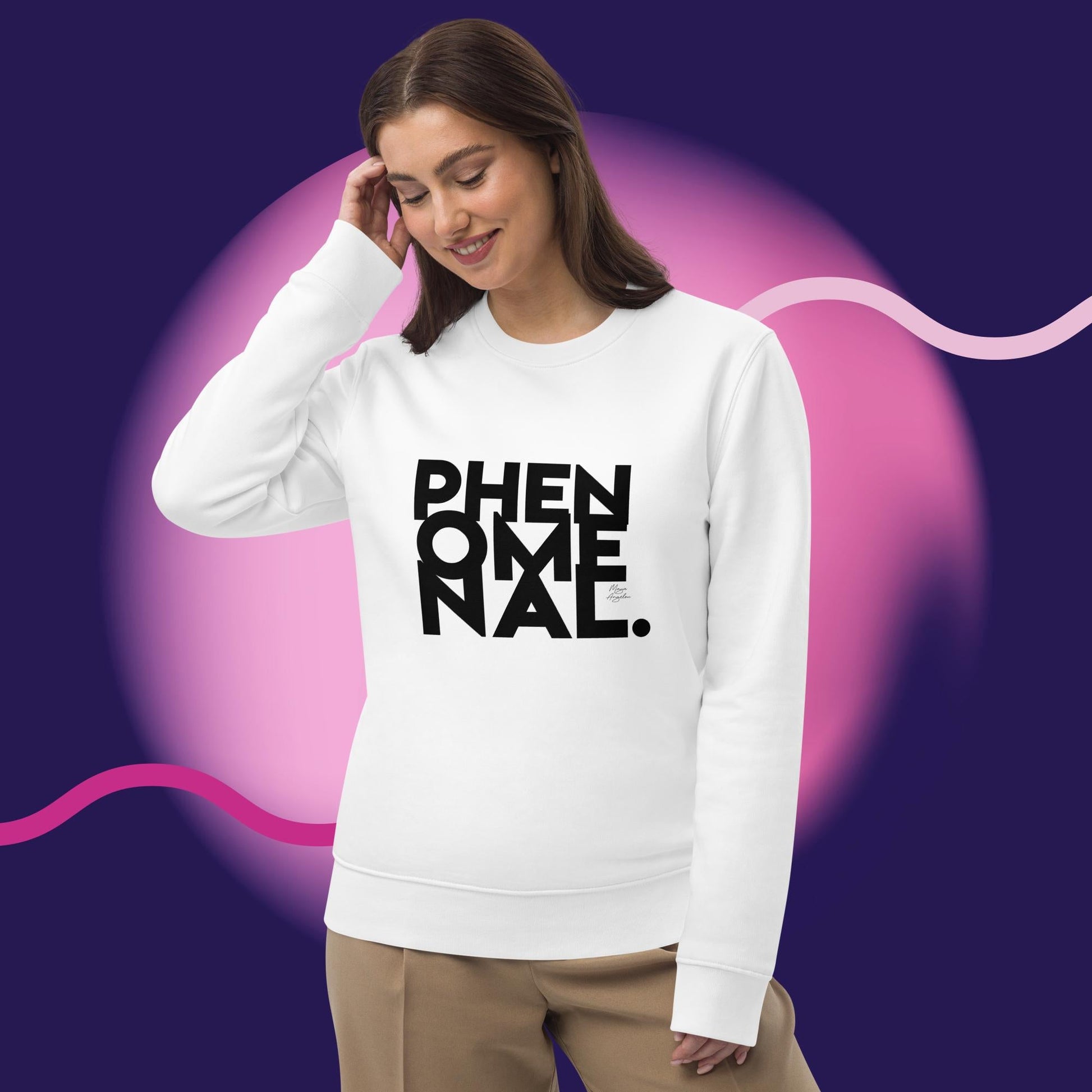 Feminist 'Phenomenal' Maya Organic Cotton Sweatshirt – soft organic feminist sweatshirt

