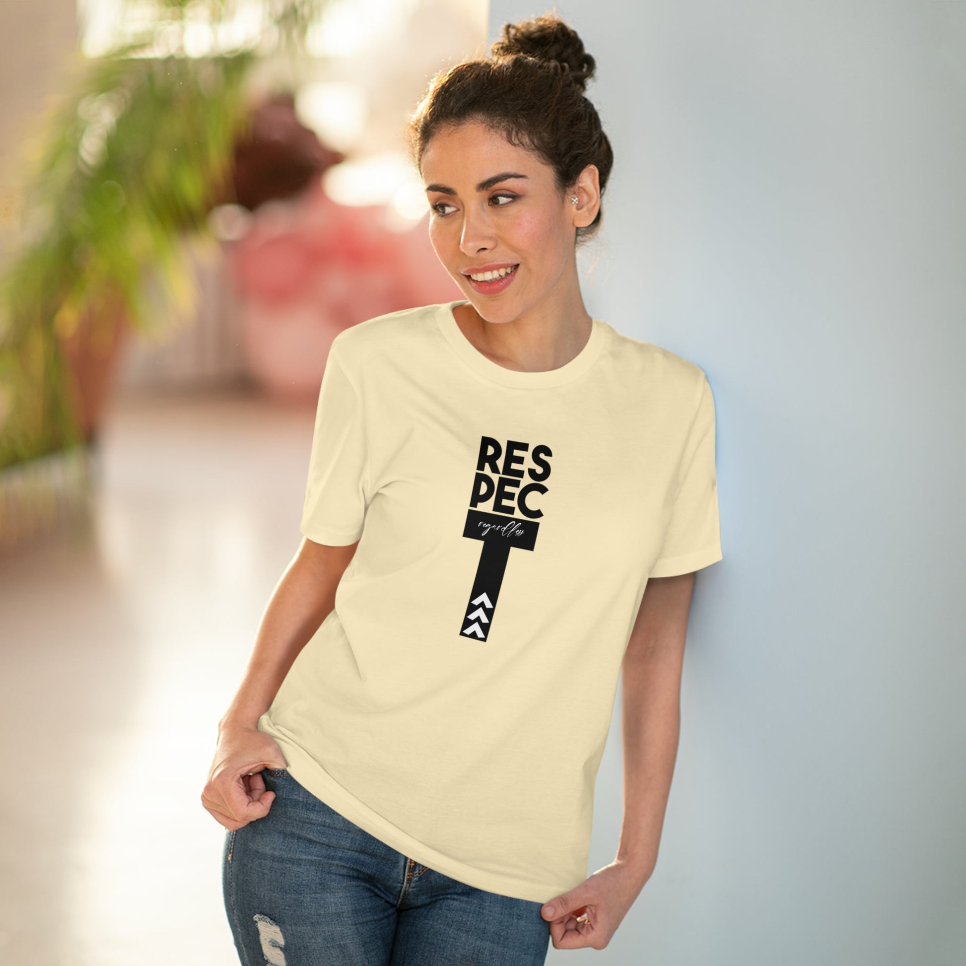 Feminism meets comfort in the feminist 'Respect Regardless' organic cotton t-shirt—wear it proudly!