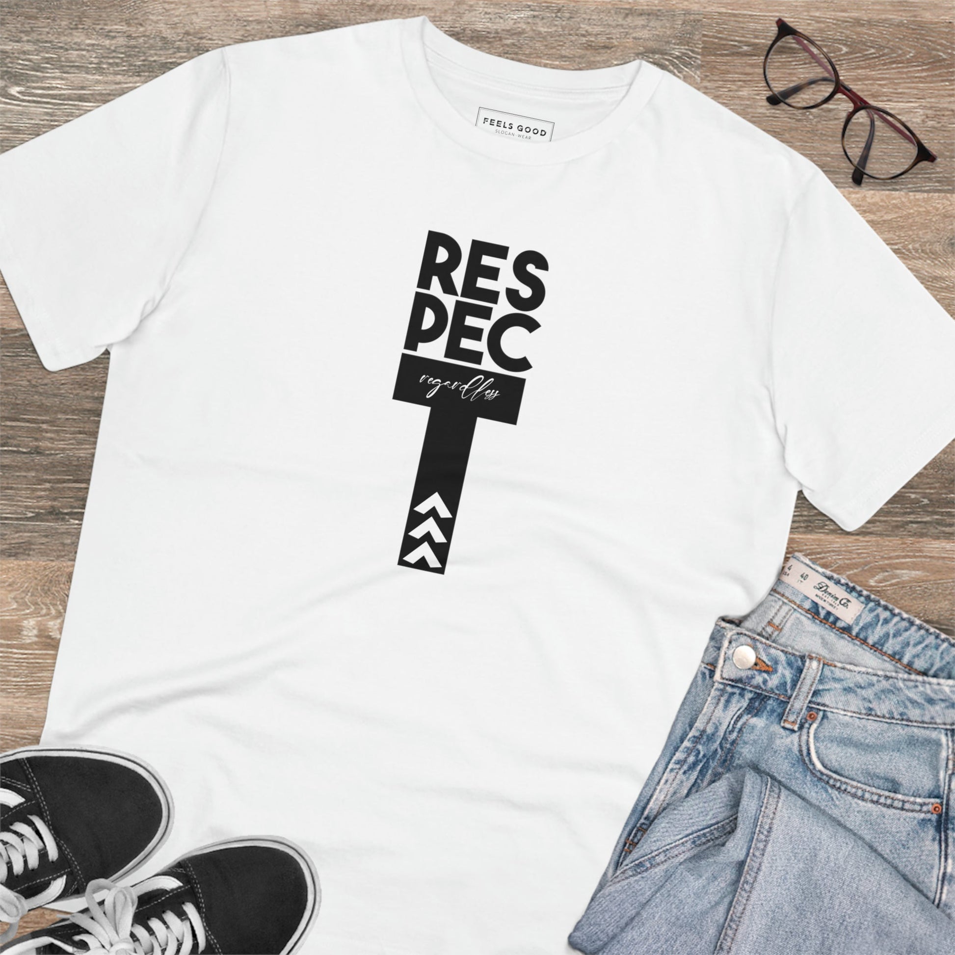 The feminist 'Respect Regardless' organic cotton t-shirt blends style, ethics, and a powerful message.