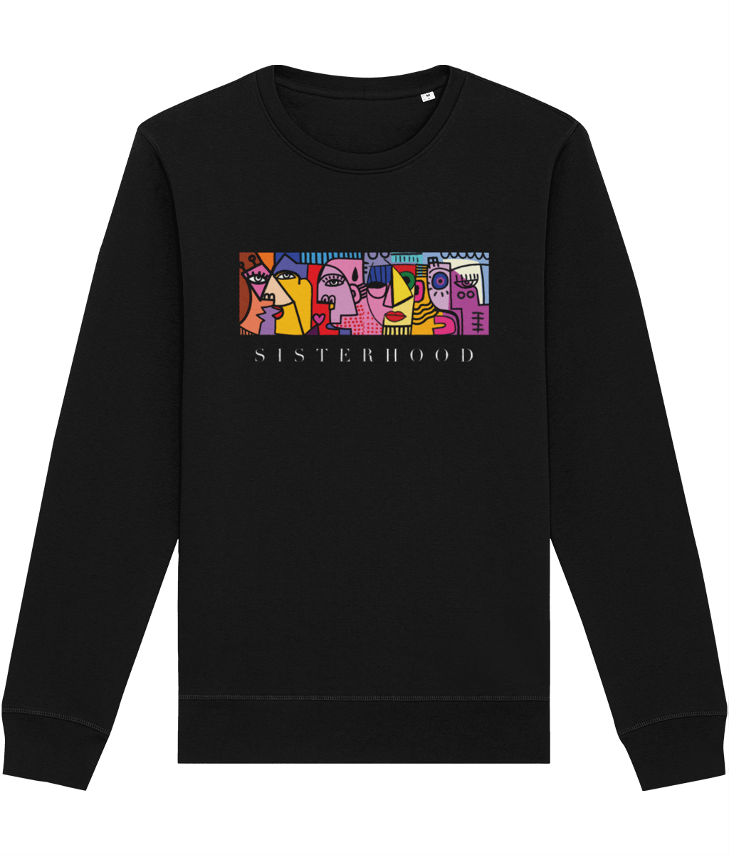 Feminist 'Sisterhood' organic cotton sweatshirt – a cozy and stylish feminist slogan sweatshirt.