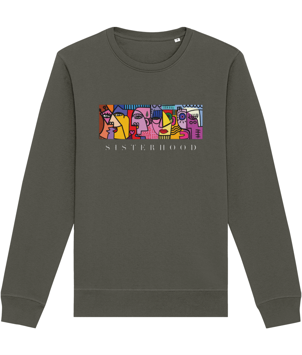 Stay comfy and fierce in the Feminist 'Sisterhood' organic cotton sweatshirt – shop feminist style!